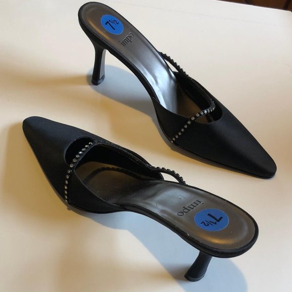 Impo Shoes - Impo, NWT, Black pumps with rhinestone strap, size 7.5, 3 inch heel
